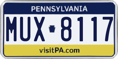 PA license plate MUX8117