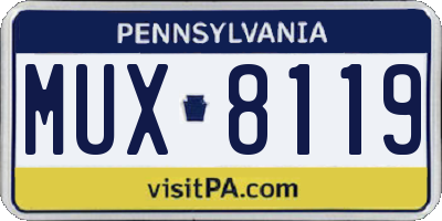 PA license plate MUX8119