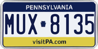PA license plate MUX8135