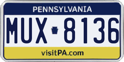 PA license plate MUX8136
