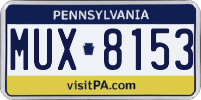 PA license plate MUX8153