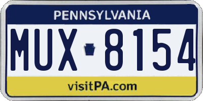 PA license plate MUX8154