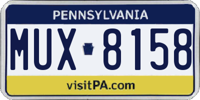 PA license plate MUX8158