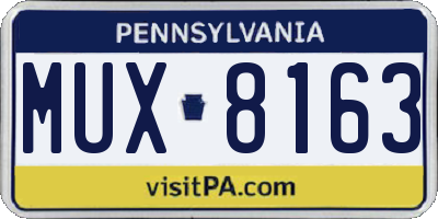 PA license plate MUX8163