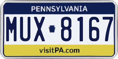 PA license plate MUX8167