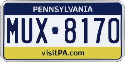 PA license plate MUX8170