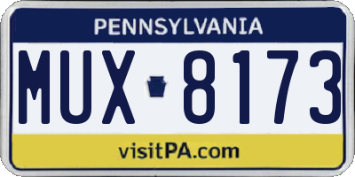 PA license plate MUX8173