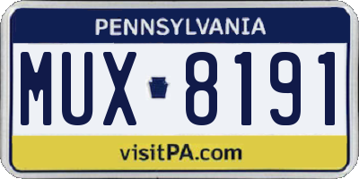 PA license plate MUX8191