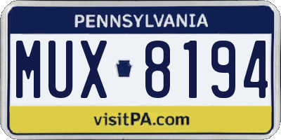 PA license plate MUX8194