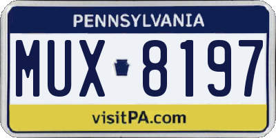 PA license plate MUX8197