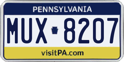 PA license plate MUX8207