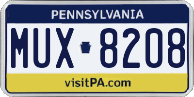 PA license plate MUX8208