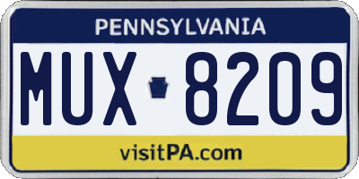 PA license plate MUX8209