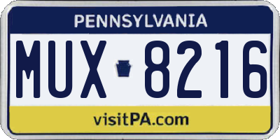 PA license plate MUX8216
