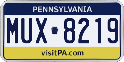 PA license plate MUX8219