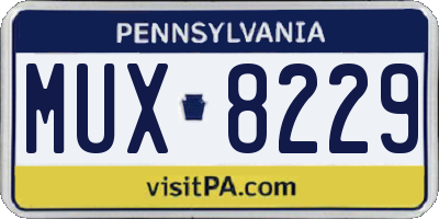 PA license plate MUX8229