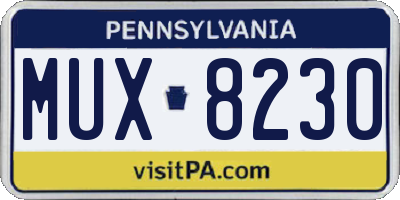 PA license plate MUX8230