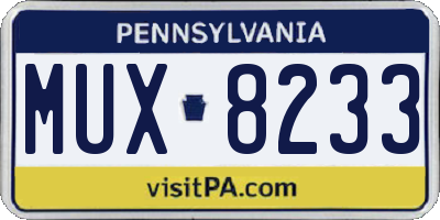 PA license plate MUX8233