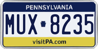 PA license plate MUX8235