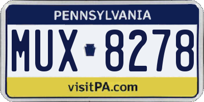 PA license plate MUX8278