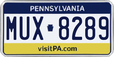 PA license plate MUX8289