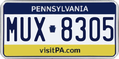 PA license plate MUX8305
