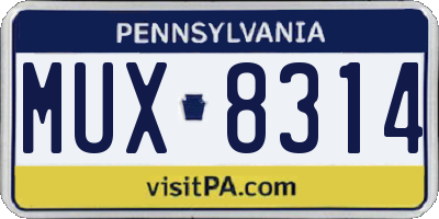 PA license plate MUX8314