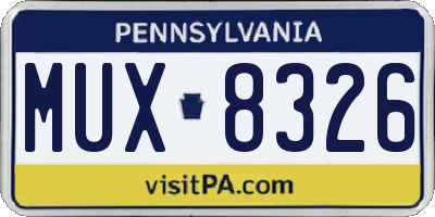 PA license plate MUX8326