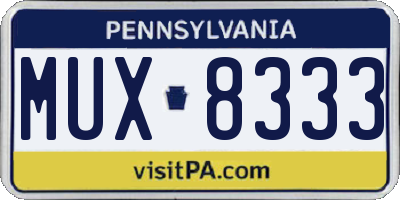 PA license plate MUX8333