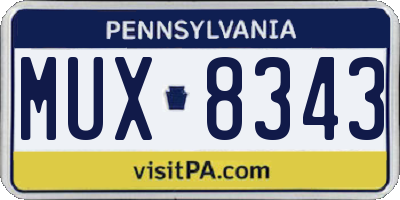 PA license plate MUX8343