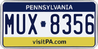 PA license plate MUX8356