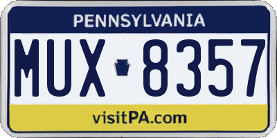 PA license plate MUX8357