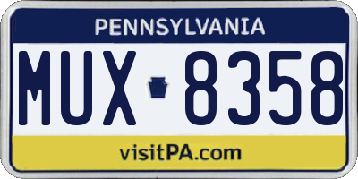 PA license plate MUX8358