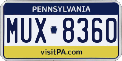 PA license plate MUX8360