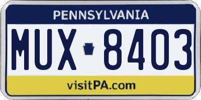 PA license plate MUX8403