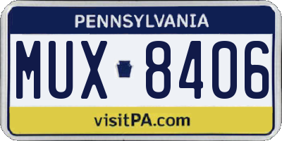 PA license plate MUX8406
