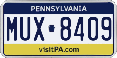 PA license plate MUX8409