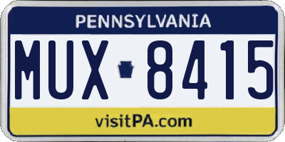 PA license plate MUX8415
