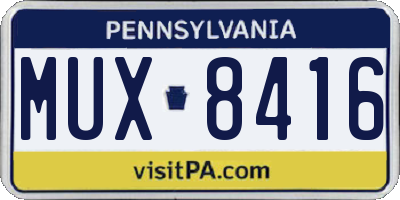 PA license plate MUX8416