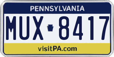 PA license plate MUX8417