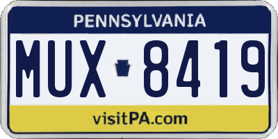 PA license plate MUX8419