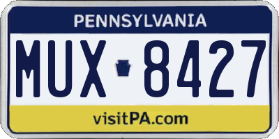 PA license plate MUX8427