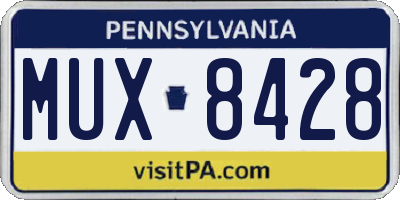 PA license plate MUX8428
