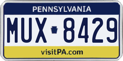 PA license plate MUX8429