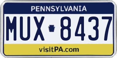 PA license plate MUX8437