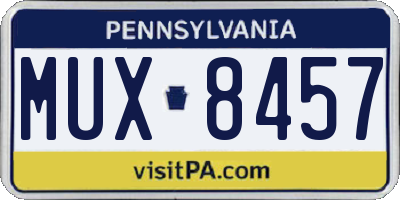 PA license plate MUX8457