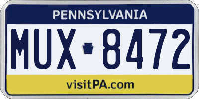 PA license plate MUX8472