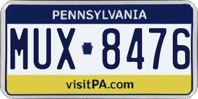 PA license plate MUX8476