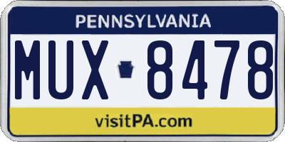 PA license plate MUX8478