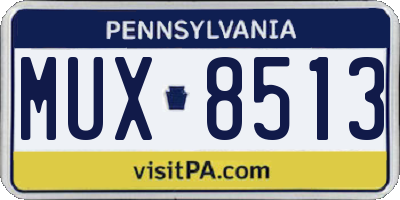 PA license plate MUX8513
